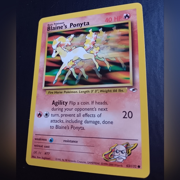 Blaine's Ponyta Pokemon Card - Gym Heroes - NO. 63/132 Common Non-Holo - Picture 6 of 9